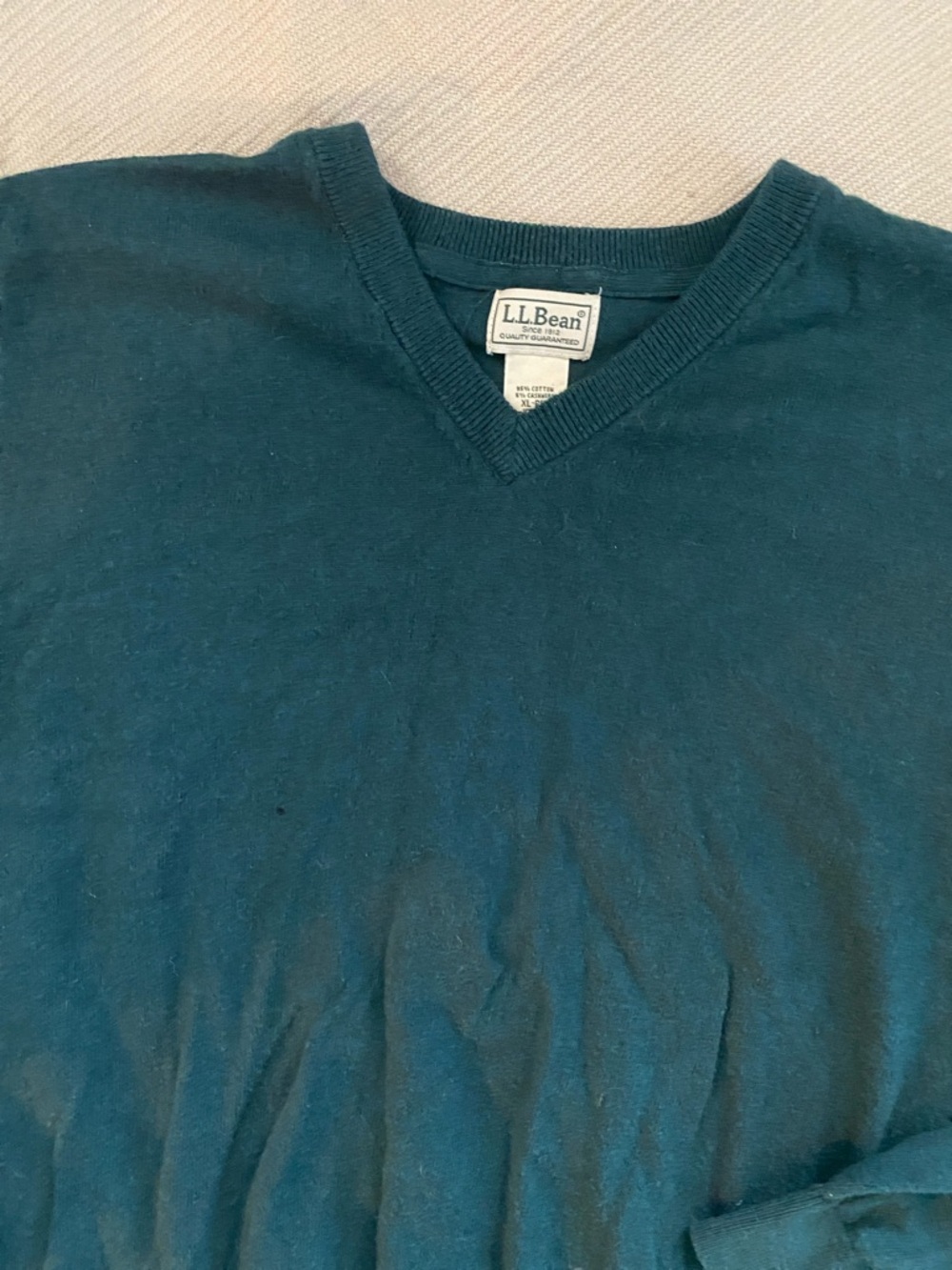 L.L. Bean Men's V-Neck Sweater in Deep Teal